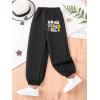 imageFloerns Girls Graphic Print Elastic Waist Sweatpants Casual Athletic Jogger Pants SweatpantsBlack Letter