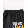 imageFloerns Girls Graphic Print Elastic Waist Sweatpants Casual Athletic Jogger Pants SweatpantsBlack Letter