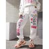 imageFloerns Girls Graphic Print Elastic Waist Sweatpants Casual Athletic Jogger Pants SweatpantsWhite Cartoon