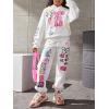 imageFloerns Girls Graphic Print Elastic Waist Sweatpants Casual Athletic Jogger Pants SweatpantsWhite Cartoon