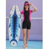 imageFloerns Girls One Piece Colorblock Stretchy Zipper Front Rash Guard SwimsuitBlack