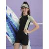 imageFloerns Girls One Piece Colorblock Stretchy Zipper Front Rash Guard SwimsuitBlack and Green