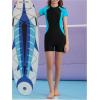 imageFloerns Girls One Piece Colorblock Stretchy Zipper Front Rash Guard SwimsuitTeal Blue
