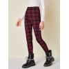 imageFloerns Girls Plaid Print Elastic Waist Leggings Casual Long PantsAred Multi