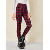 imageFloerns Girls Plaid Print Elastic Waist Leggings Casual Long PantsAred Multi