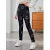 imageFloerns Girls Plaid Print Elastic Waist Leggings Casual Long PantsBlack Heart
