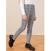 imageFloerns Girls Plaid Print Elastic Waist Leggings Casual Long PantsBlack and White
