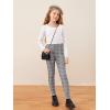 imageFloerns Girls Plaid Print Elastic Waist Leggings Casual Long PantsBlack and White