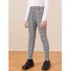 imageFloerns Girls Plaid Print Elastic Waist Leggings Casual Long PantsBlack and White