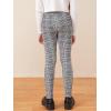 imageFloerns Girls Plaid Print Elastic Waist Leggings Casual Long PantsBlack and White
