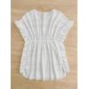 imageFloerns Girls Ruffle Trim V Neck Short Sleeve Swimwear Beachwear Cover UpWhite