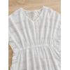 imageFloerns Girls Ruffle Trim V Neck Short Sleeve Swimwear Beachwear Cover UpWhite