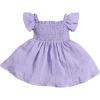 imageFloerns Baby Girls Square Neck Shirred Short Sleeve Boho Flared Hem DressPurple