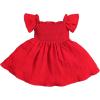 imageFloerns Baby Girls Square Neck Shirred Short Sleeve Boho Flared Hem DressRed