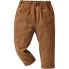 imageFloerns Boys Casual Elastic Waist Tapered Trousers Long Corduroy PantsBrown