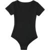imageFloerns Girls Casual Short Sleeve Scoop Neck Tee Shirt Bodysuit JumpsuitBlack