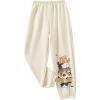 imageFloerns Girls Graphic Print Elastic Waist Sweatpants Casual Athletic Jogger Pants SweatpantsApricot