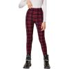 imageFloerns Girls Plaid Print Elastic Waist Leggings Casual Long PantsAred Multi