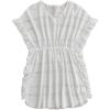 imageFloerns Girls Ruffle Trim V Neck Short Sleeve Swimwear Beachwear Cover UpWhite