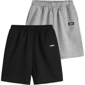 imageFloerns Boys 2 Pcs Boho Paisley Print Drawstring Waist Summer Beach Shorts with PocketsBlack and Grey