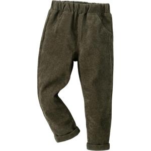 imageFloerns Boys Casual Elastic Waist Tapered Trousers Long Corduroy PantsArmy Green