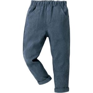 imageFloerns Boys Casual Elastic Waist Tapered Trousers Long Corduroy PantsBlue