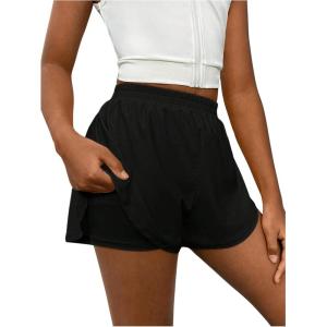 imageFloerns Girls 2 in 1 Workout Running Athletic Tennis Butterfly Flowy ShortsBlack
