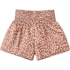 imageFloerns Girls Elastic Waist Wide Leg Loose Fit Floral Print Paperbag ShortsDusty Pink