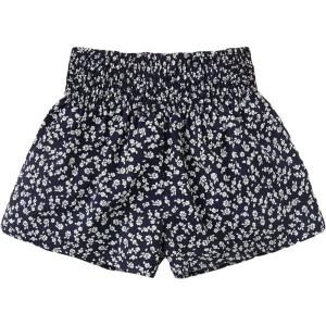 imageFloerns Girls Elastic Waist Wide Leg Loose Fit Floral Print Paperbag ShortsNavy Blue