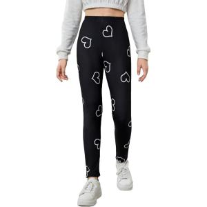 imageFloerns Girls Plaid Print Elastic Waist Leggings Casual Long PantsBlack Heart