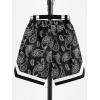 imageFloerns Boys Paisley Print Elastic Waist Contrast Trim Track ShortsBlack and White
