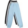 imageFloerns Girls 3 Pcs Solid Elastic Waist Thermal Lined Jogger SweatpantsBlack Grey Blue