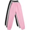 imageFloerns Girls 3 Pcs Solid Elastic Waist Thermal Lined Jogger SweatpantsBlack Grey Pink