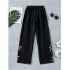 imageFloerns Girls Casual Drawstring High Waist Seam Sweatpants with PocketBlack Star
