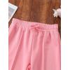 imageFloerns Girls Casual Drawstring High Waist Seam Sweatpants with PocketPink
