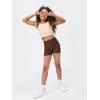 imageFloerns Girls Dance Shorts Breathable Rib Knit Sporty Running Biker ShortsCoffee Brown