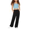 imageFloerns Girls Elastic Waist Trousers High Waist Casual Wide Leg PantsBlack
