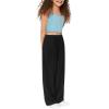 imageFloerns Girls Elastic Waist Trousers High Waist Casual Wide Leg PantsBlack