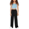 imageFloerns Girls Elastic Waist Trousers High Waist Casual Wide Leg PantsBlack