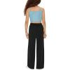 imageFloerns Girls Elastic Waist Trousers High Waist Casual Wide Leg PantsBlack