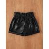 imageFloerns Girls Paperbag Shorts Loose Fit High Waist PU Leather Wide Leg ShortsBlack