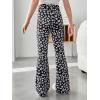 imageFloerns Girls Plaid Tartan Print Elastic Waist Bell Bottom Flare Leg Long PantsBlack Floral