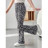 imageFloerns Girls Plaid Tartan Print Elastic Waist Bell Bottom Flare Leg Long PantsBlack Floral