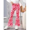 imageFloerns Girls Plaid Tartan Print Elastic Waist Bell Bottom Flare Leg Long PantsHot Pink