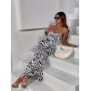 imageFloerns Womens Leopard Print Draped Collar Spaghetti Strap Cami Long DressBlack White Zebra Striped
