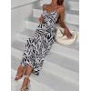 imageFloerns Womens Leopard Print Draped Collar Spaghetti Strap Cami Long DressBlack White Zebra Striped