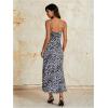 imageFloerns Womens Leopard Print Draped Collar Spaghetti Strap Cami Long DressBlack and White