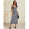 imageFloerns Womens Leopard Print Draped Collar Spaghetti Strap Cami Long DressBlack and White