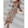 imageFloerns Womens Leopard Print Draped Collar Spaghetti Strap Cami Long DressBrown White Multi