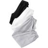 imageFloerns Girls 3 Pcs Solid Elastic Waist Thermal Lined Jogger SweatpantsBlack White Grey